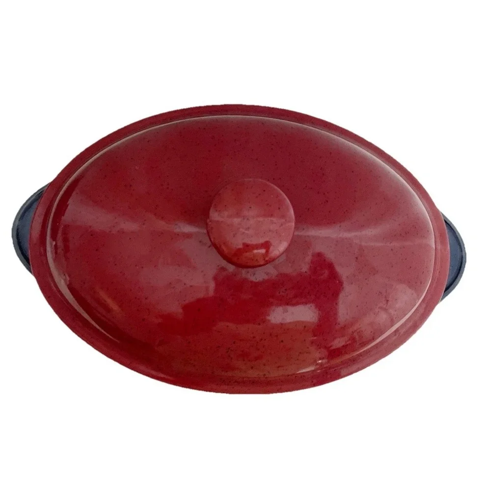 Denby England Harlequin  2.5 Quart Oval Covered Casserole Dish Green Red Blue